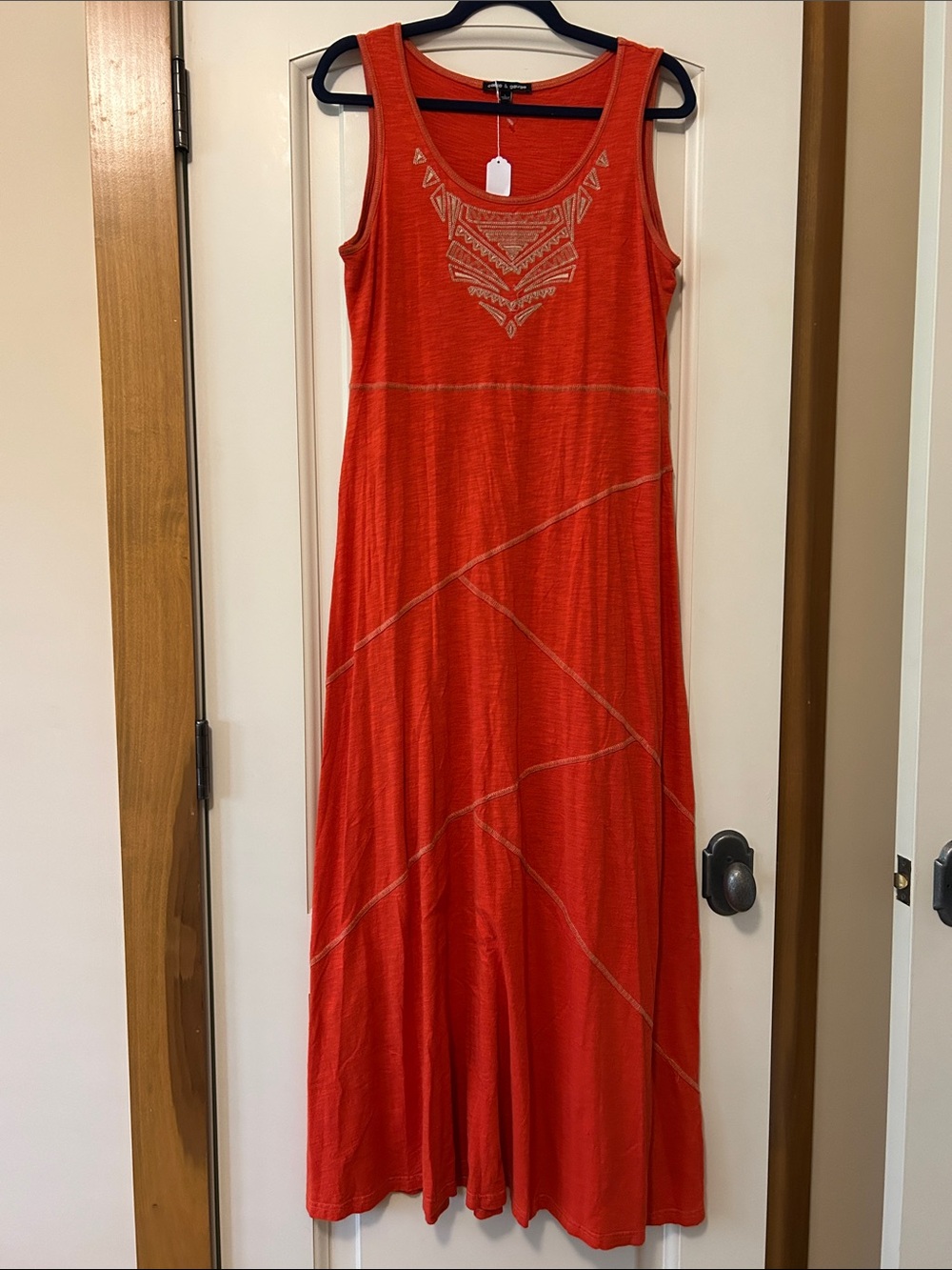 Cable & Gauge Orange Sleeveless Embroidered Maxi Dress